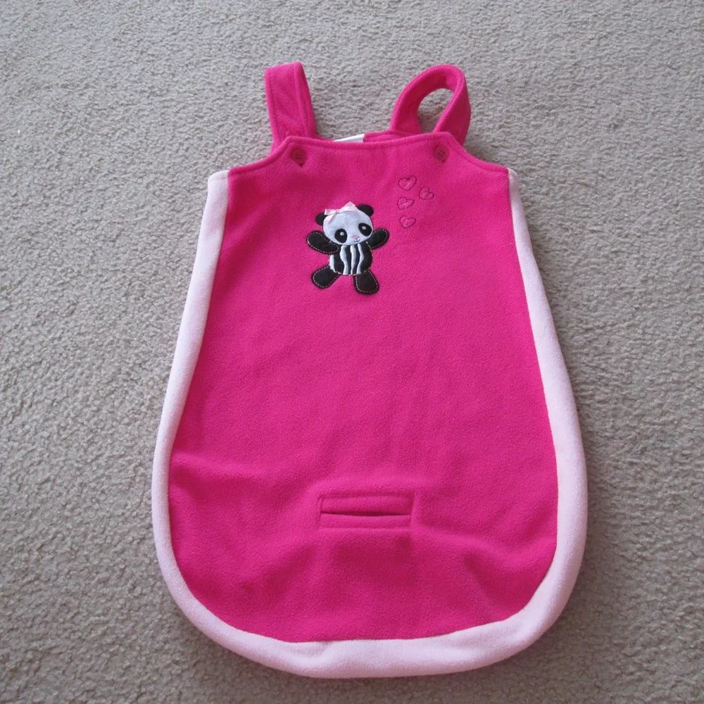 Okie Dokie Fleece Bunting Snowsuit Infant Girls 3-6M Pink Adjustable Straps Bear